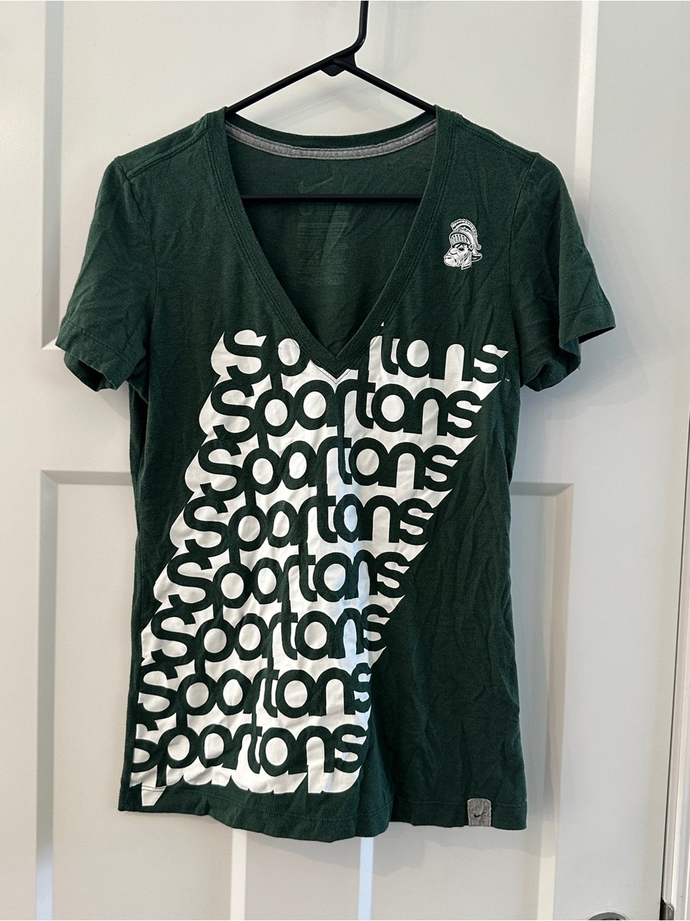 Nike Michigan State Spartans Green Athletic v-neck T-Shirt size Large